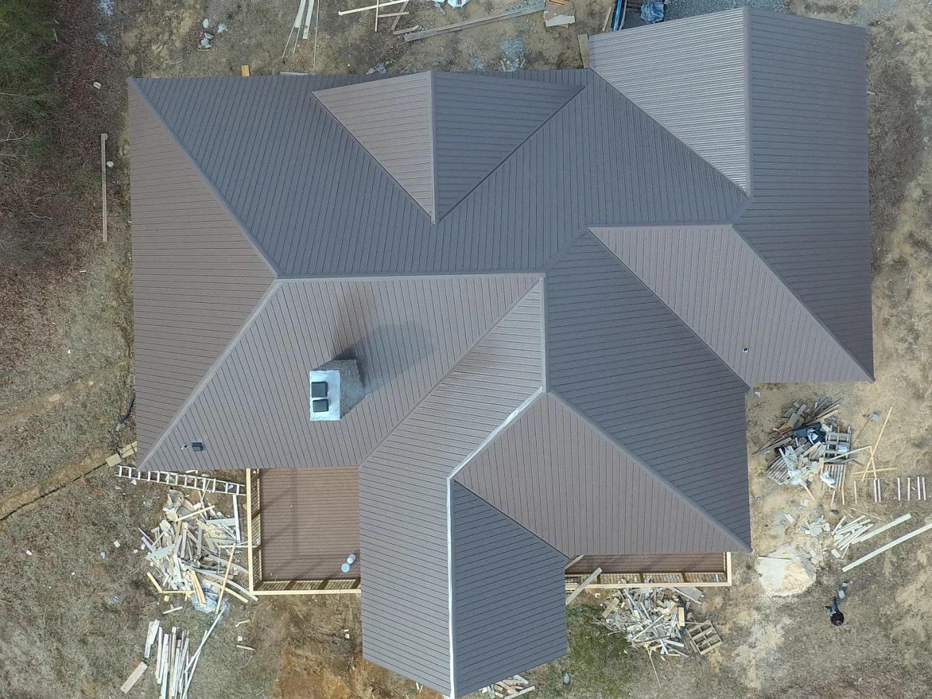 overhead view of a shingle roof