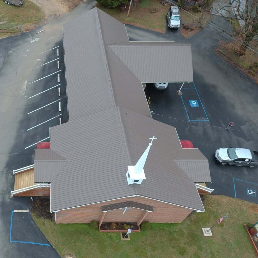 Metal roof on a church